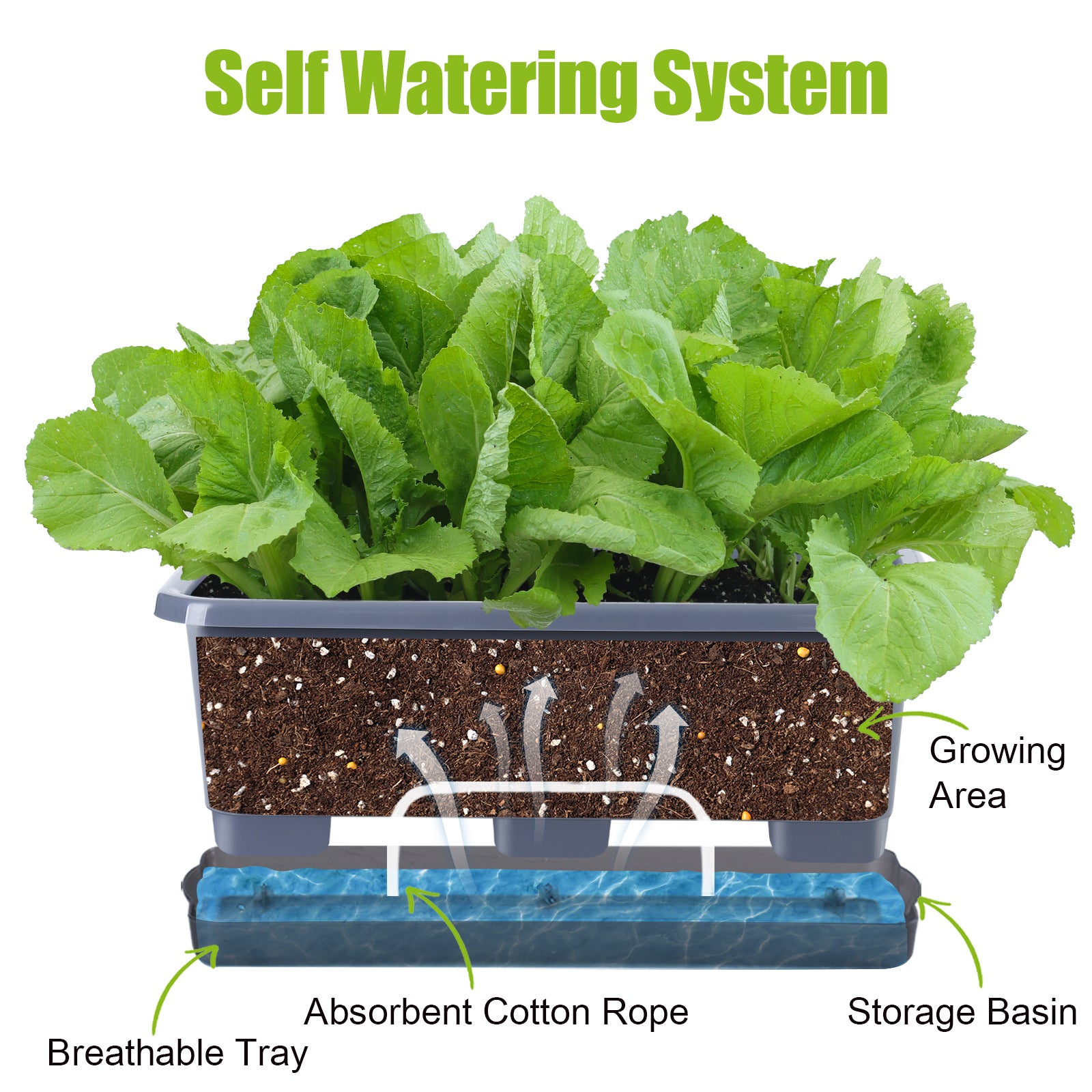 OLiz Window Box Planter 8 Pcs, 17 Inches Rectangle Flower Pots with Drainage Holes and Trays, Vegetable Planters for Windowsill Patio Garden Balcony Home Porch Yard Indoor Outdoor (Grey)--SC11