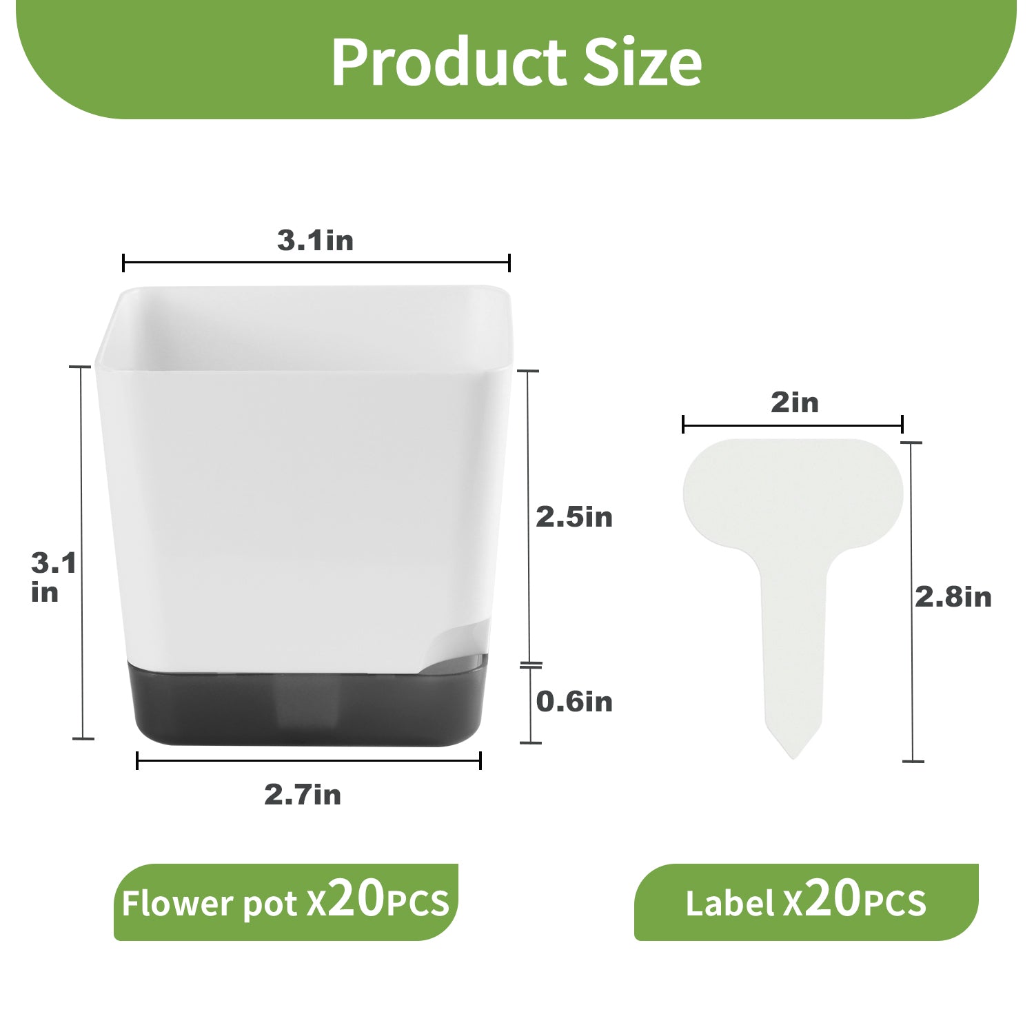 OLiz 3 inch Small Nursery Pots, Seedling Pots, 20 Pack Plastic Plant Pots for Indoor Outdoor Plants, Decorative White Succulent Flower Pots with Drainage Holes and Saucers--Mini Pots 20 Pack T103