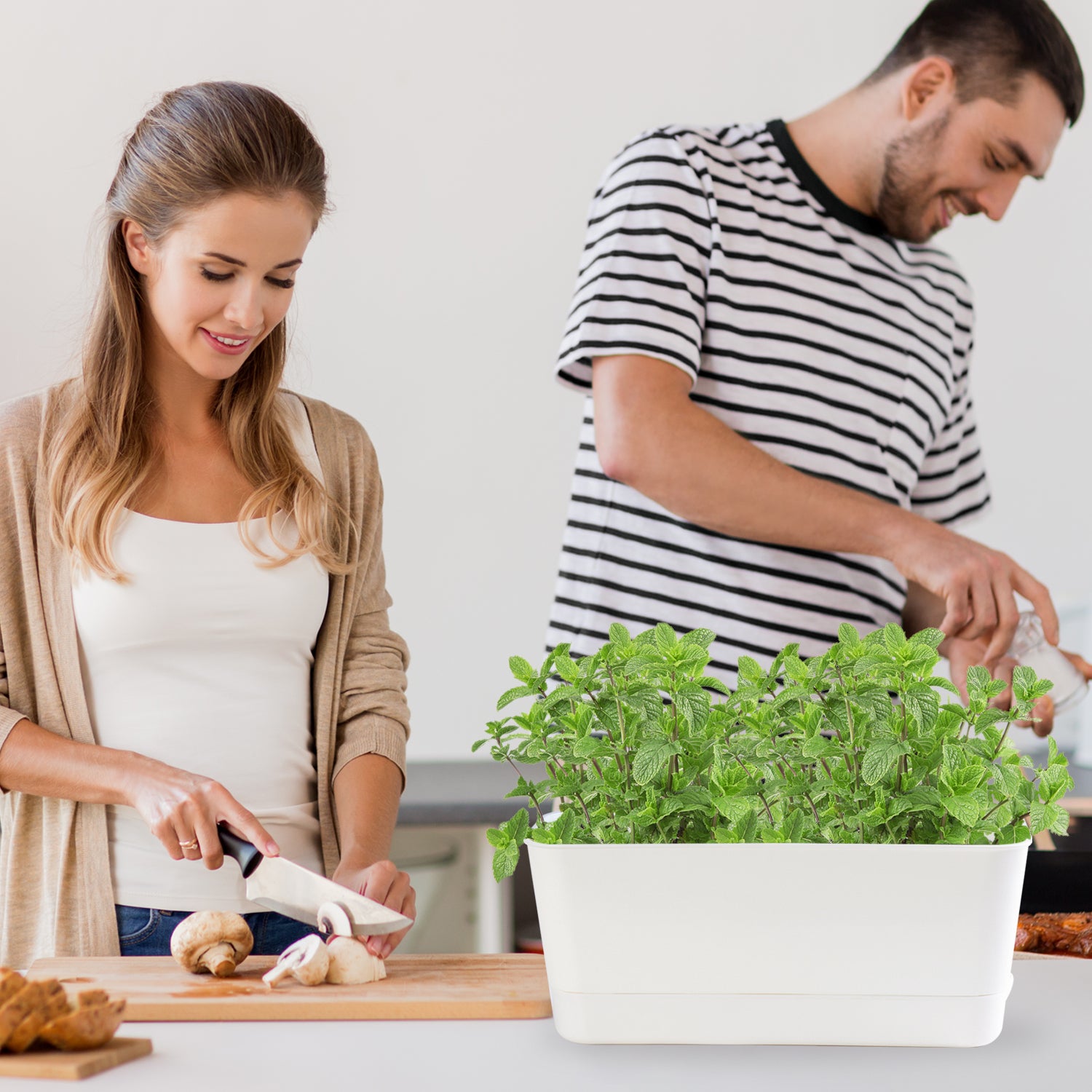 Oliz Herb Garden Planter Indoor Kit Self Watering Pots for Indoor/Outdoor Plant, Windowsill Plant Pots with Drainage and Tray, Window Pot for Indoor Plants,2 Packs/ 4 Packs T106/ T107