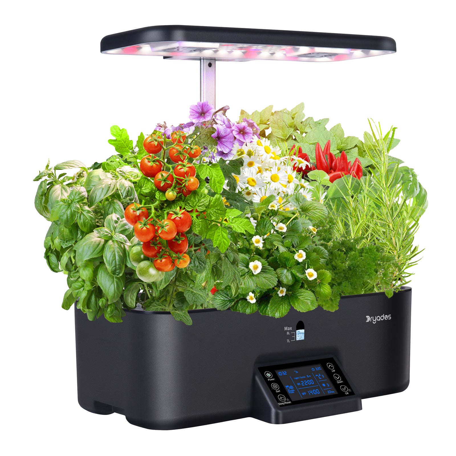 Dryades Indoor Hydroponics Growing System Kit with Digital Control Panel, 17 Pods Herb Garden Planter Kitchen Hydroponic Gardening Provides Weekly Harvest - Z208 Black