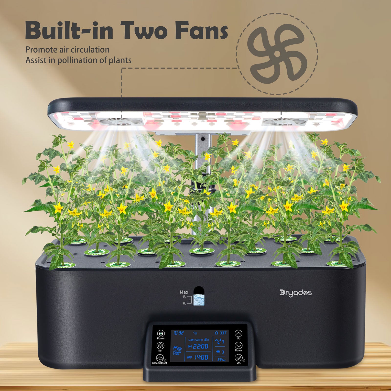 Dryades Indoor Hydroponics Growing System Kit with Digital Control Panel, 17 Pods Herb Garden Planter Kitchen Hydroponic Gardening Provides Weekly Harvest - Z208 Black