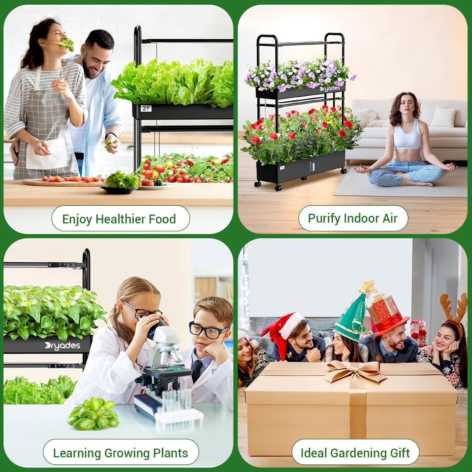 Dryades Large Hydroponics Growing System Kit, 60 Pods Vertical Hydroponic Garden with 2 Light Modes Grow Light, Auto Circulating Water System, 32L Indoor Gardening System for Herb Vegetable Fruit Z210-2L-BL