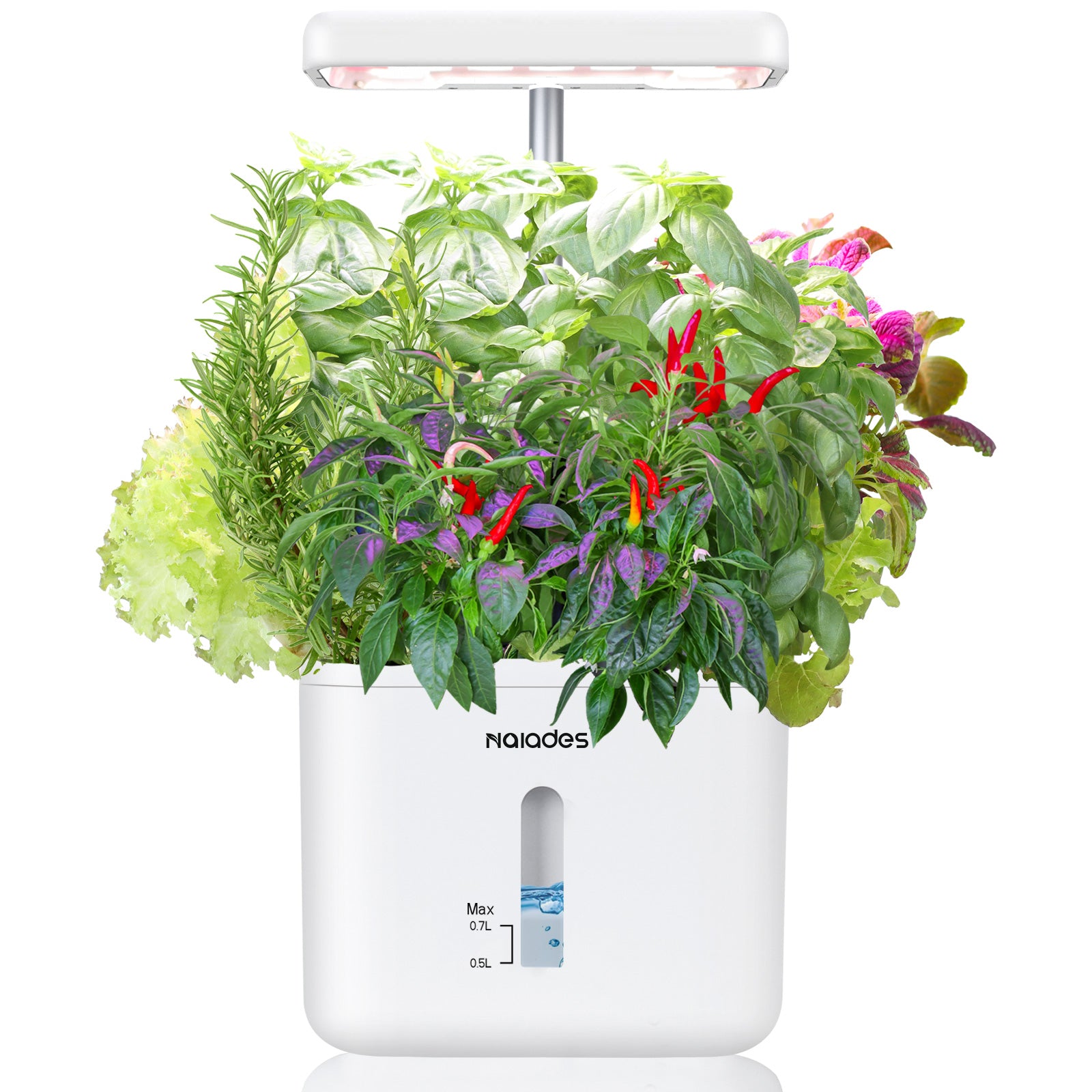 Naiades Indoor Garden Growing Systems Self-Watering Plant Pot Smart Gardening System with 17 Watts LED Grow Light Auto Timer Gardening Plant Gifts for Mom Women Plant Pot for vegetables herbs(No Seeds&Soil)