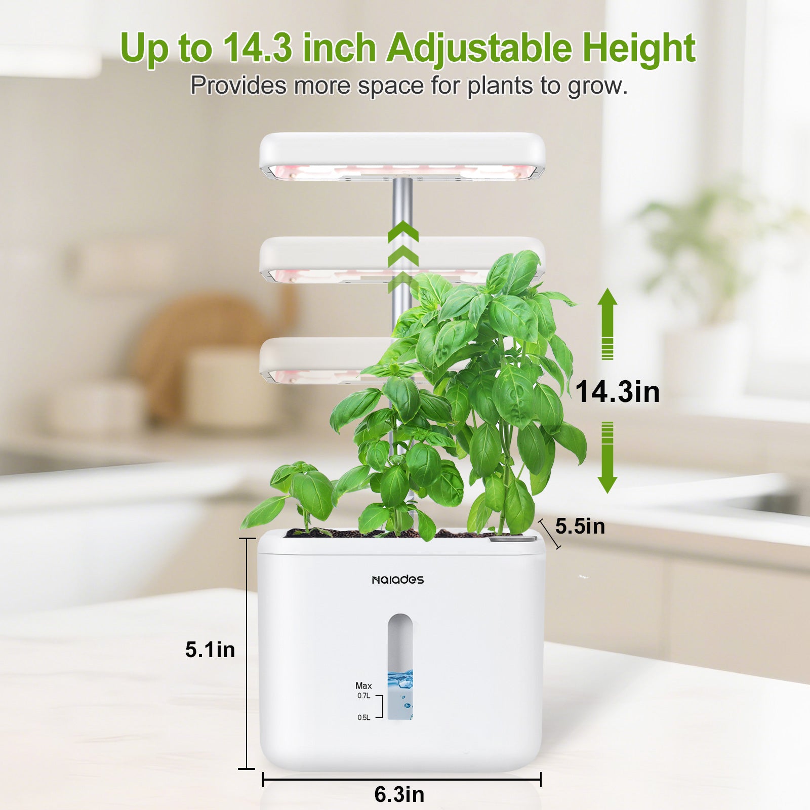 Naiades Indoor Garden Growing Systems Self-Watering Plant Pot Smart Gardening System with 17 Watts LED Grow Light Auto Timer Gardening Plant Gifts for Mom Women Plant Pot for vegetables herbs(No Seeds&Soil)