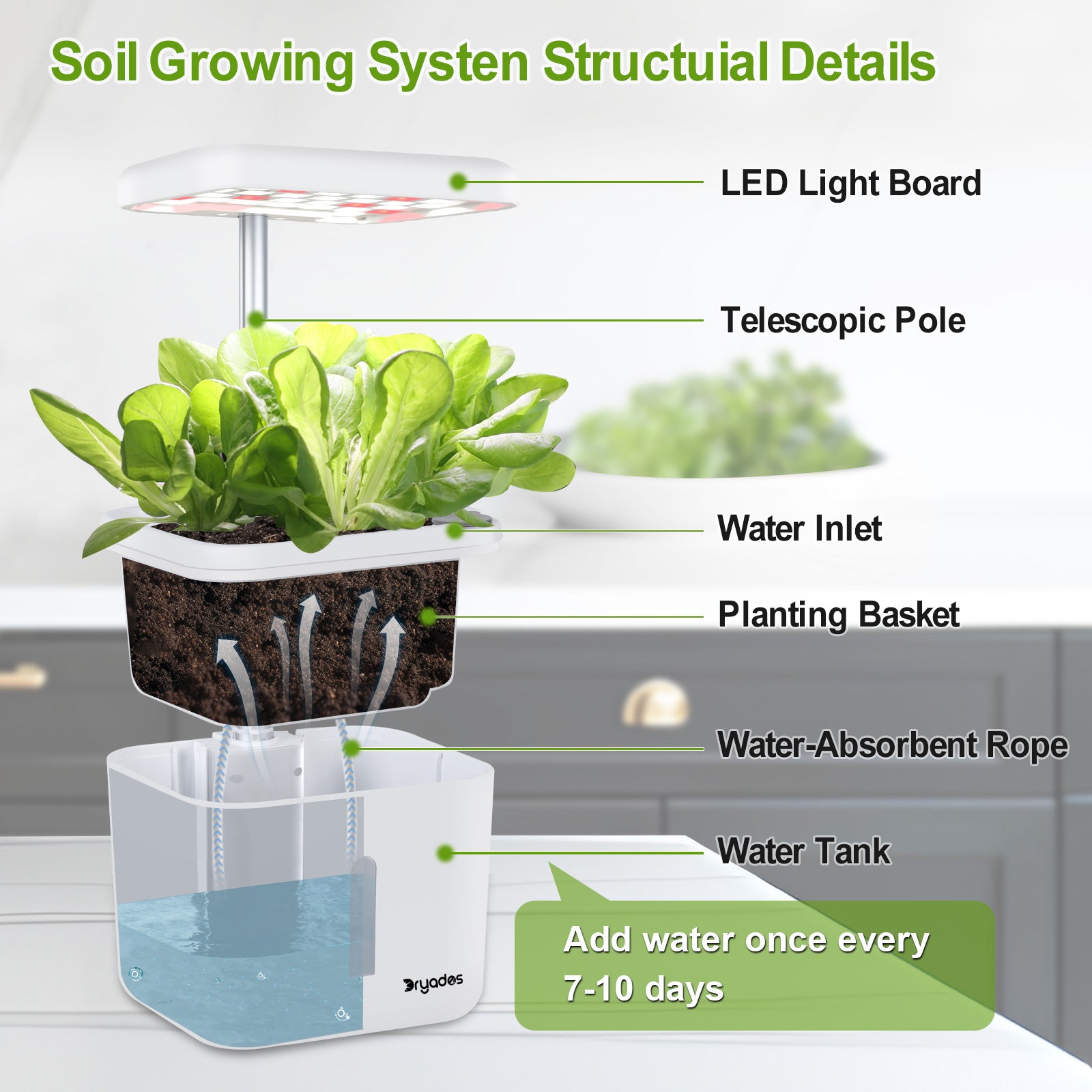 DRYADES Indoor Garden Growing Systems Self-Watering Plant Pot Smart Gardening System with 17 Watts LED Grow Light Auto Timer Gardening Plant Gifts for Mom Women Plant Pot for vegetables herbs(No Seeds&Soil) - Z230