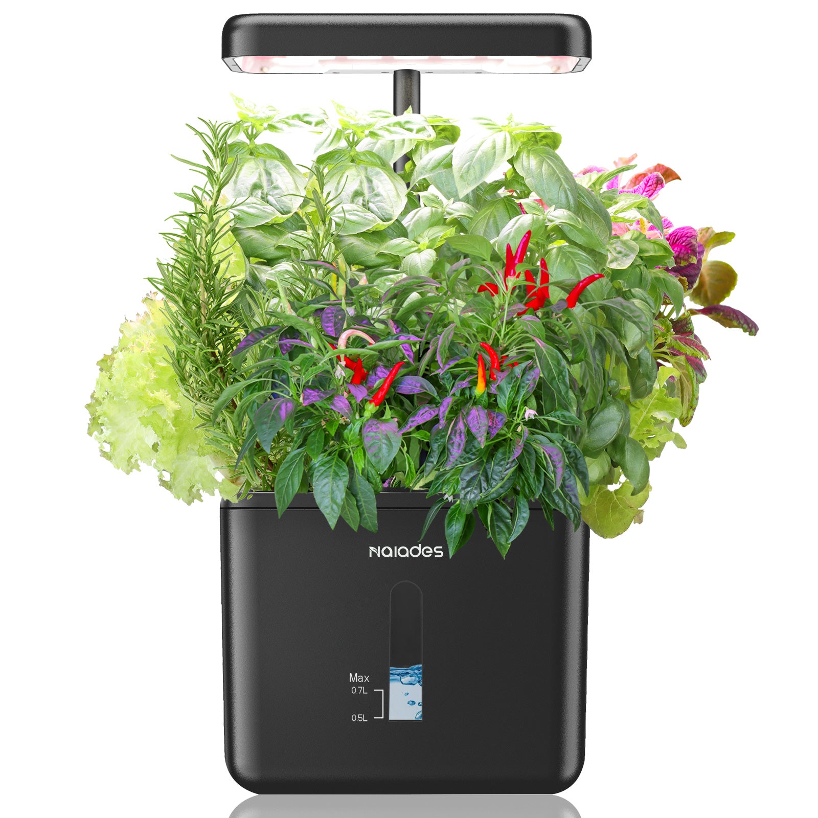 Naiades Indoor Garden Growing Systems Self-Watering Plant Pot Smart Gardening System with 17 Watts LED Grow Light Auto Timer Gardening Plant Gifts for Mom Women Plant Pot for vegetables herbs(No Seeds&Soil)