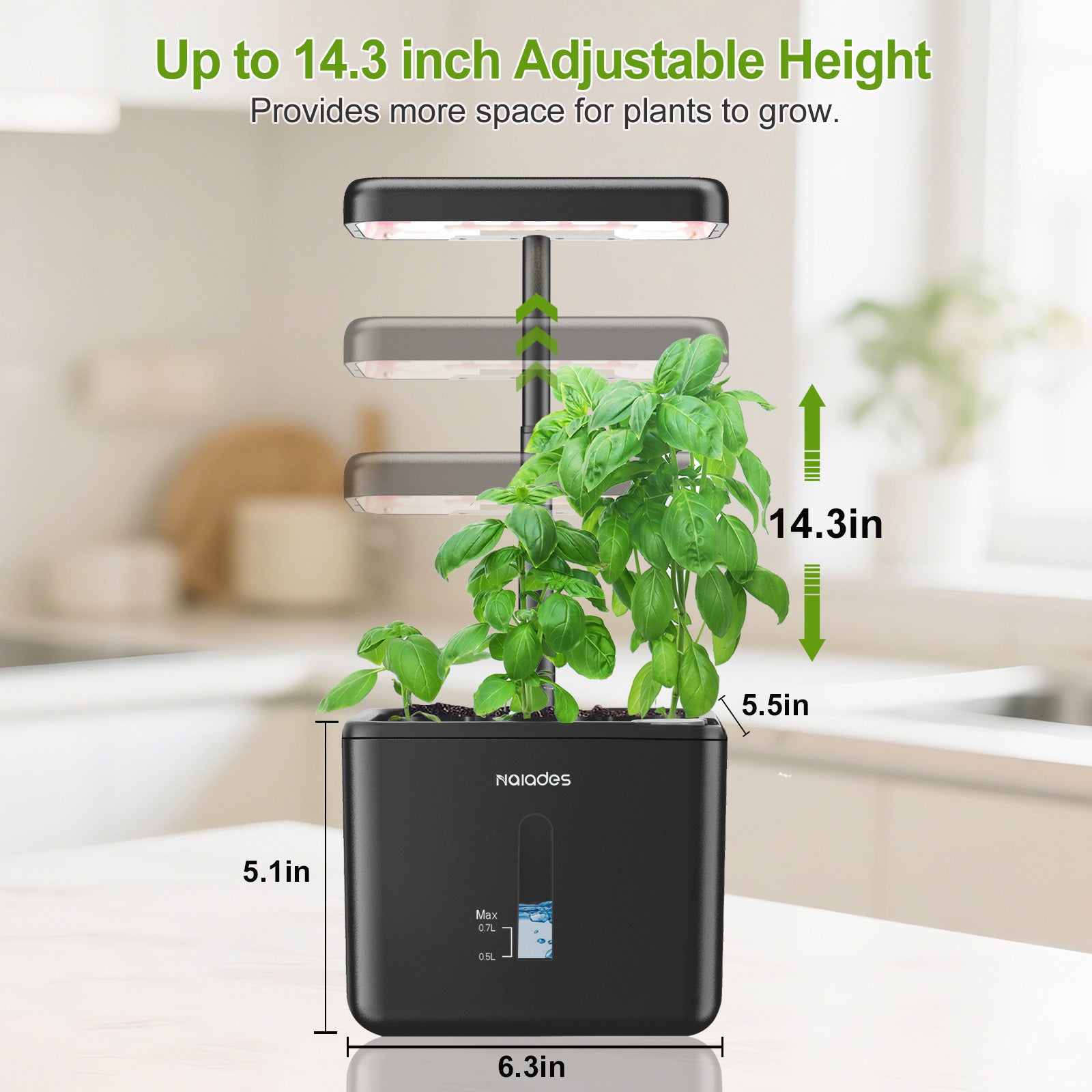 Naiades Indoor Garden Growing Systems Self-Watering Plant Pot Smart Gardening System with 17 Watts LED Grow Light Auto Timer Gardening Plant Gifts for Mom Women Plant Pot for vegetables herbs(No Seeds&Soil)