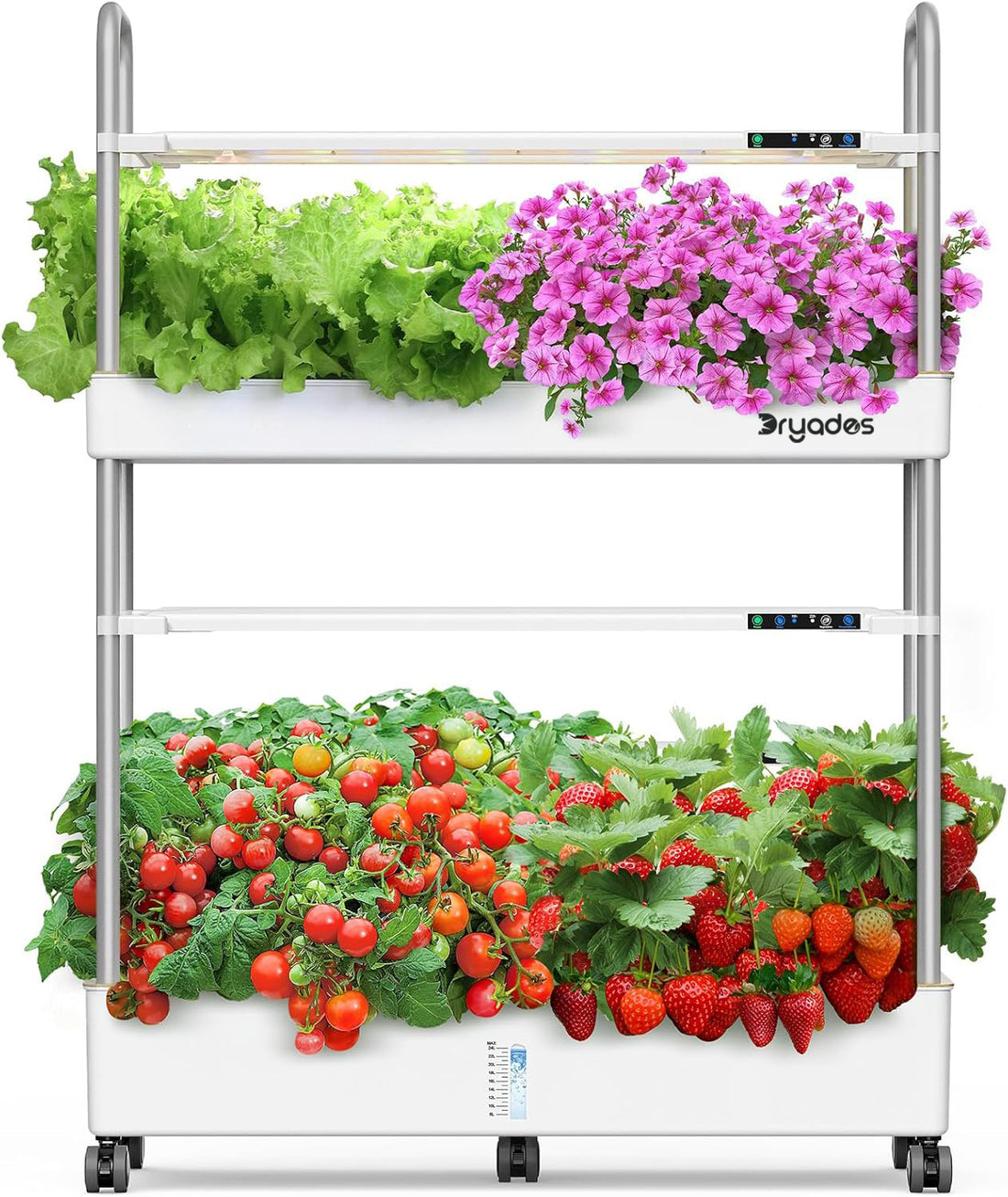 Dryades Large Hydroponics Growing System Kit, 60 Pods Vertical Hydroponic Garden with 2 Light Modes Grow Light, Auto Circulating Water System, 32L Indoor Gardening System for Herb Vegetable Fruit Z210-2P-WH