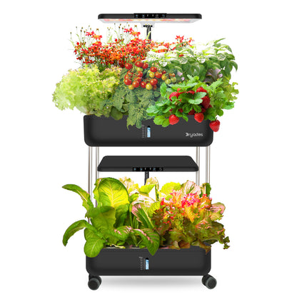 DRYADES 44 Pods Hydroponics Growing System, DRYADES Dual Layers Indoor Garden with LED Full Spectrum Grow Light, 2 × 13.3L Water Tanks, Height &amp; Angle Adjustable, Professional Smart Plant Germination Kits - Z243