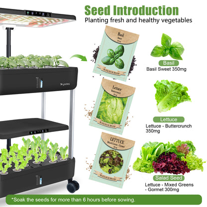 DRYADES 44 Pods Hydroponics Growing System, DRYADES Dual Layers Indoor Garden with LED Full Spectrum Grow Light, 2 × 13.3L Water Tanks, Height &amp; Angle Adjustable, Professional Smart Plant Germination Kits - Z243