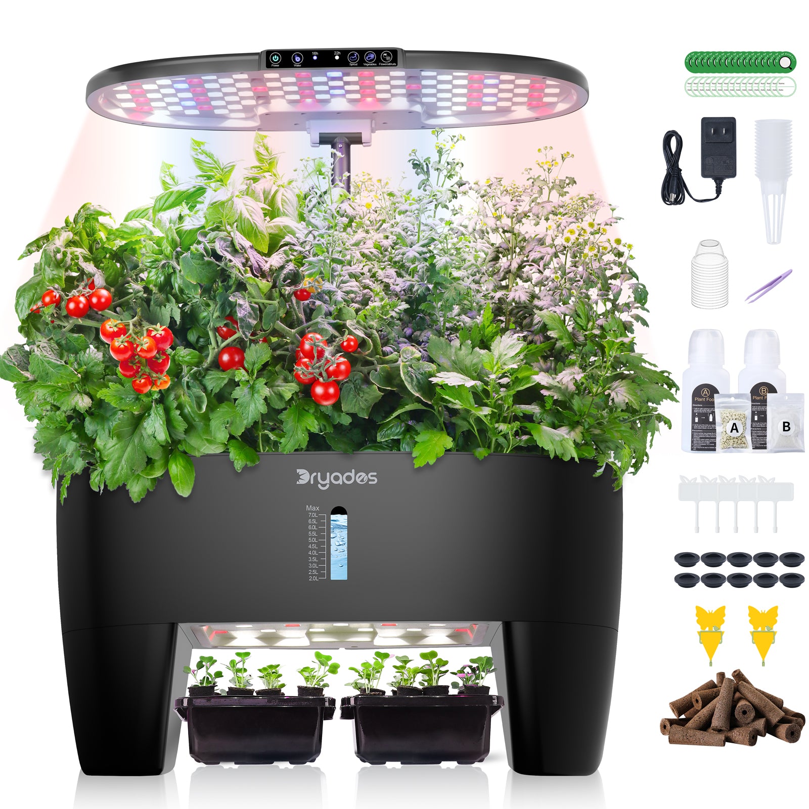 DRYADES Hydroponics Growing System Kit 16Pods, Herb Garden with Sprout Mode Can Seedling in Advance, Indoor Garden Planter for Home Office School with LED Grow Light, for Mom Women--Z244