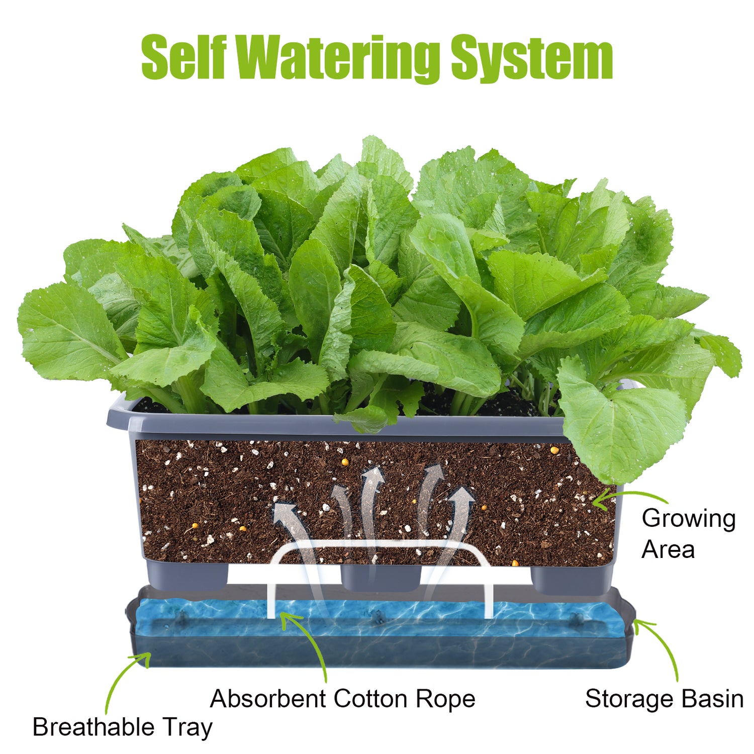 OLiz Window Box Planter 8 Pcs, 17 Inches Rectangle Flower Pots with Drainage Holes and Trays, Vegetable Planters for Windowsill Patio Garden Balcony Home Porch Yard Indoor Outdoor (Grey)--SC11