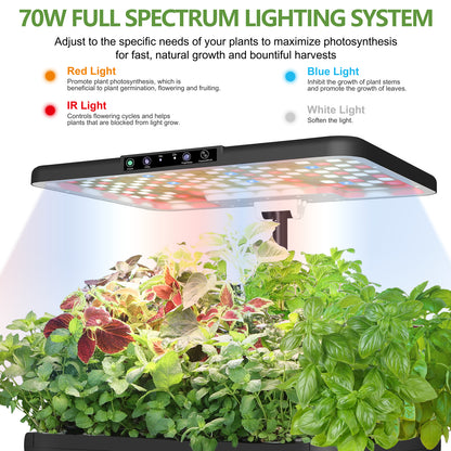 DRYADES 44 Pods Hydroponics Growing System, DRYADES Dual Layers Indoor Garden with LED Full Spectrum Grow Light, 2 × 13.3L Water Tanks, Height &amp; Angle Adjustable, Professional Smart Plant Germination Kits - Z243