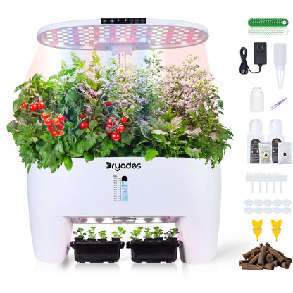 DRYADES Hydroponics Growing System Kit 16Pods, Herb Garden with Sprout Mode Can Seedling in Advance, Indoor Garden Planter for Home Office School with LED Grow Light, for Mom Women--Z244