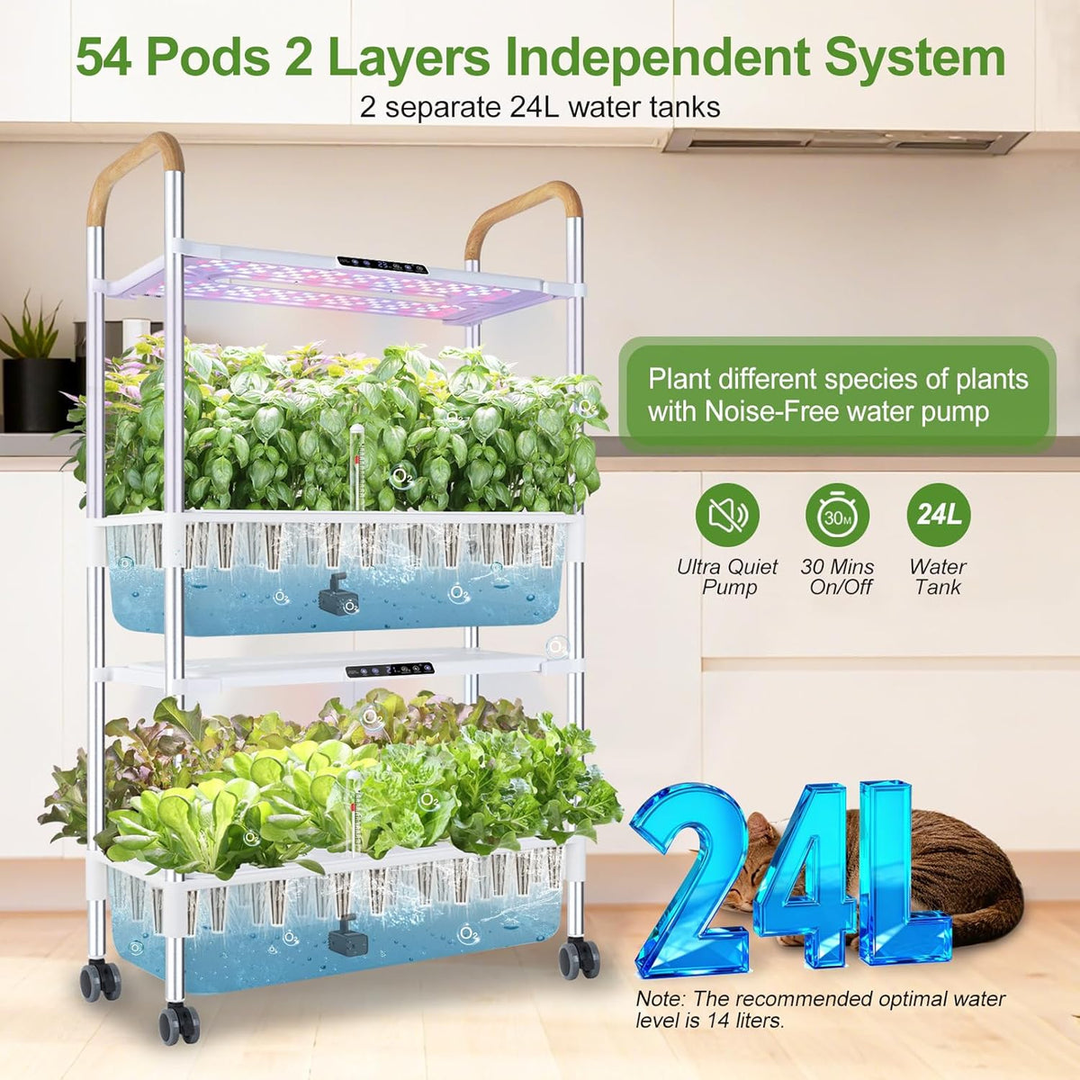 Twin 6.3 gallon tanks give 12.7 gallons of total capacity so you refill far less often than on a countertop system.