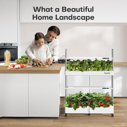 Dryades Large Hydroponics Growing System Kit, 60 Pods Vertical Hydroponic Garden with 2 Light Modes Grow Light, Auto Circulating Water System, 32L Indoor Gardening System for Herb Vegetable Fruit Z210-2P-WH