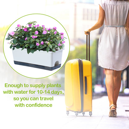 OLiz Window Box Planter 8 Pcs, 17 Inches Rectangle Flower Pots with Drainage Holes and Trays, Vegetable Planters for Windowsill Patio Garden Balcony Home Porch Yard Indoor Outdoor (White)--SC11