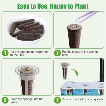 Dryades Hydroponic Grow Sponges with Seeds,Compatible with Aerogarden
