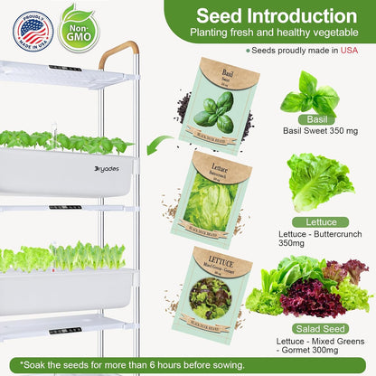 DRYADES Hydroponic Growing System, 81-Pod Large Indoor Herb Garden 3-Tier with 3 x 30W LED Grow Lights, Independent Pump, 42L Total Water Level, Movable Planter with 3 Seed Packs Included(White)Z248-3-WH
