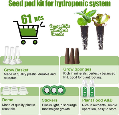 Dryades 12-Pod Gourmet Basil Herb Seed Pod Kit Compatible with All Hydroponics Growing System, Universal Seed Starter Pods for Indoor Gardening with Seeds