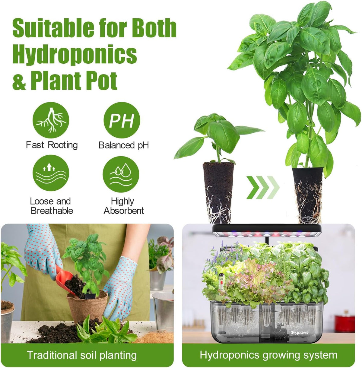Dryades 12-Pod Gourmet Basil Herb Seed Pod Kit Compatible with All Hydroponics Growing System, Universal Seed Starter Pods for Indoor Gardening with Seeds