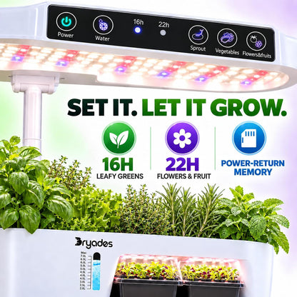 Dryades 16-Pod Hydroponics Growing System with Lower Seed Starter, White Z244