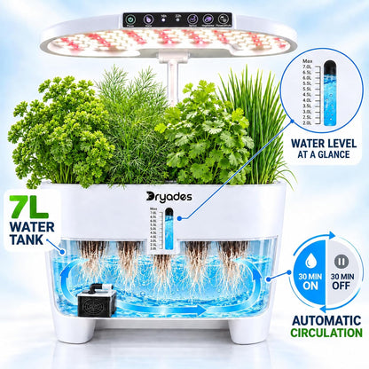 Dryades 16-Pod Hydroponics Growing System with Lower Seed Starter, White Z244