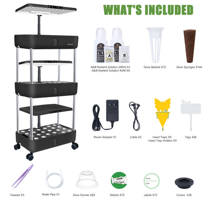 DRYADES 66 Pods Hydroponics Growing System, DRYADES Three Layers Indoor Garden with LED Full Spectrum Grow Light, 3 × 13.3L Water Tanks, Height &amp; Angle Adjustable, Professional Smart Plant Germination Kits --Z243