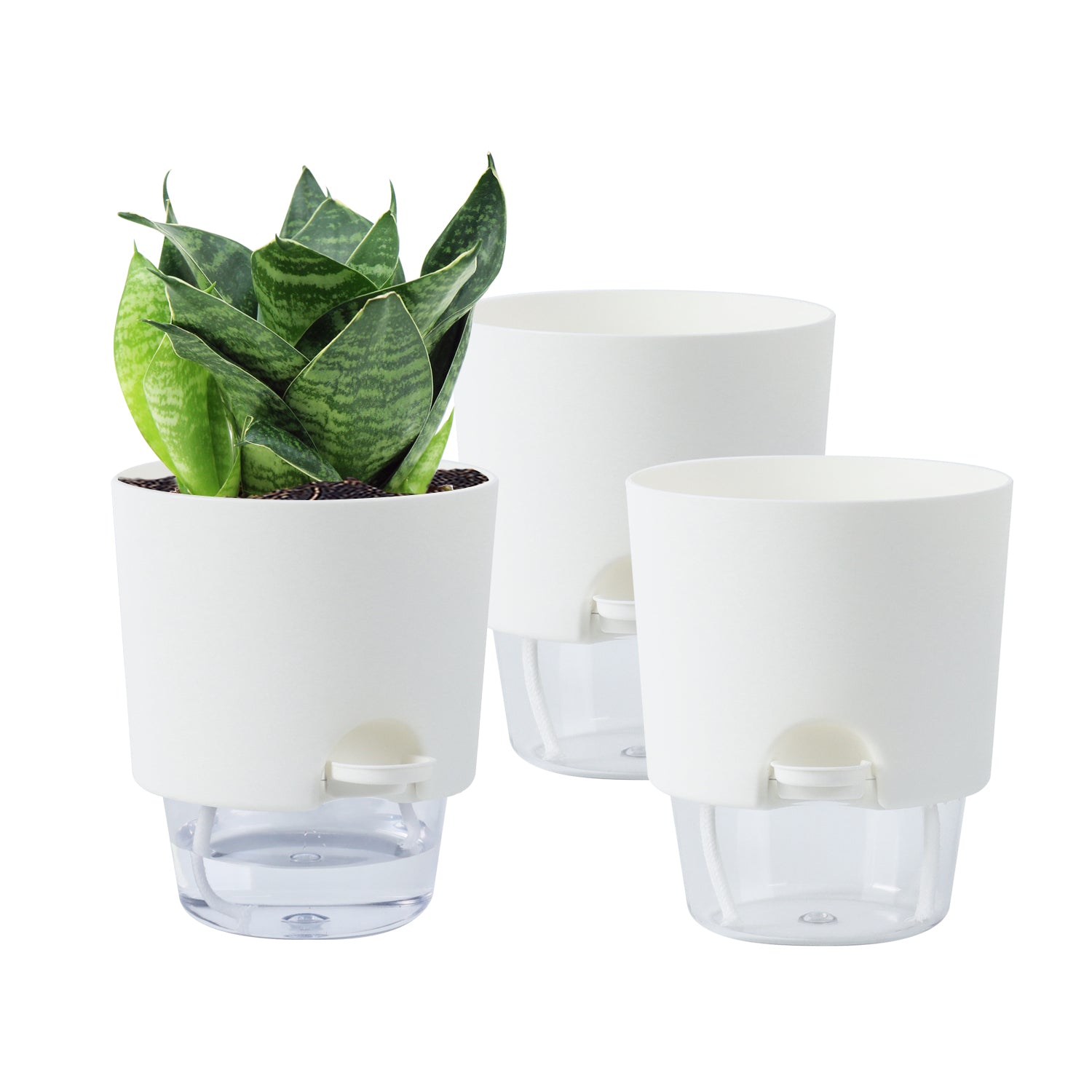 OLiz Plant Pots Indoor 3 Packs Self Watering Pots for Indoor Plants 4.9 inchs, African Violet Pots Planter with Visible Reservoir Self Watering Planter for Herb, House Plant Planting--A710