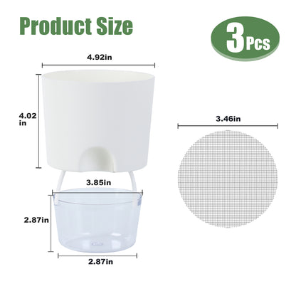 OLiz Plant Pots Indoor 3 Packs Self Watering Pots for Indoor Plants 4.9 inchs, African Violet Pots Planter with Visible Reservoir Self Watering Planter for Herb, House Plant Planting--A710