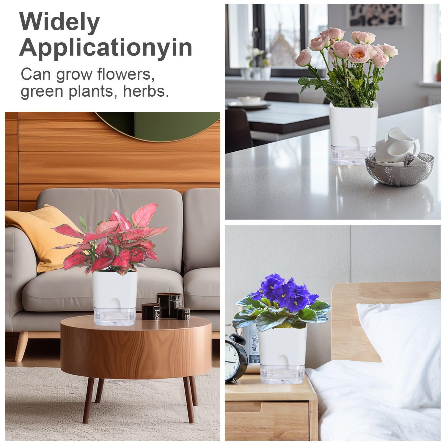 OLiz Plant Pots Indoor 2 Packs Self Watering Pots for Indoor Plants, African Violet Pots Planter with Visible Reservoir Self Watering Planter for Herb, House Plant Planting--G205 4.25 inches/ G207  5.5 inches