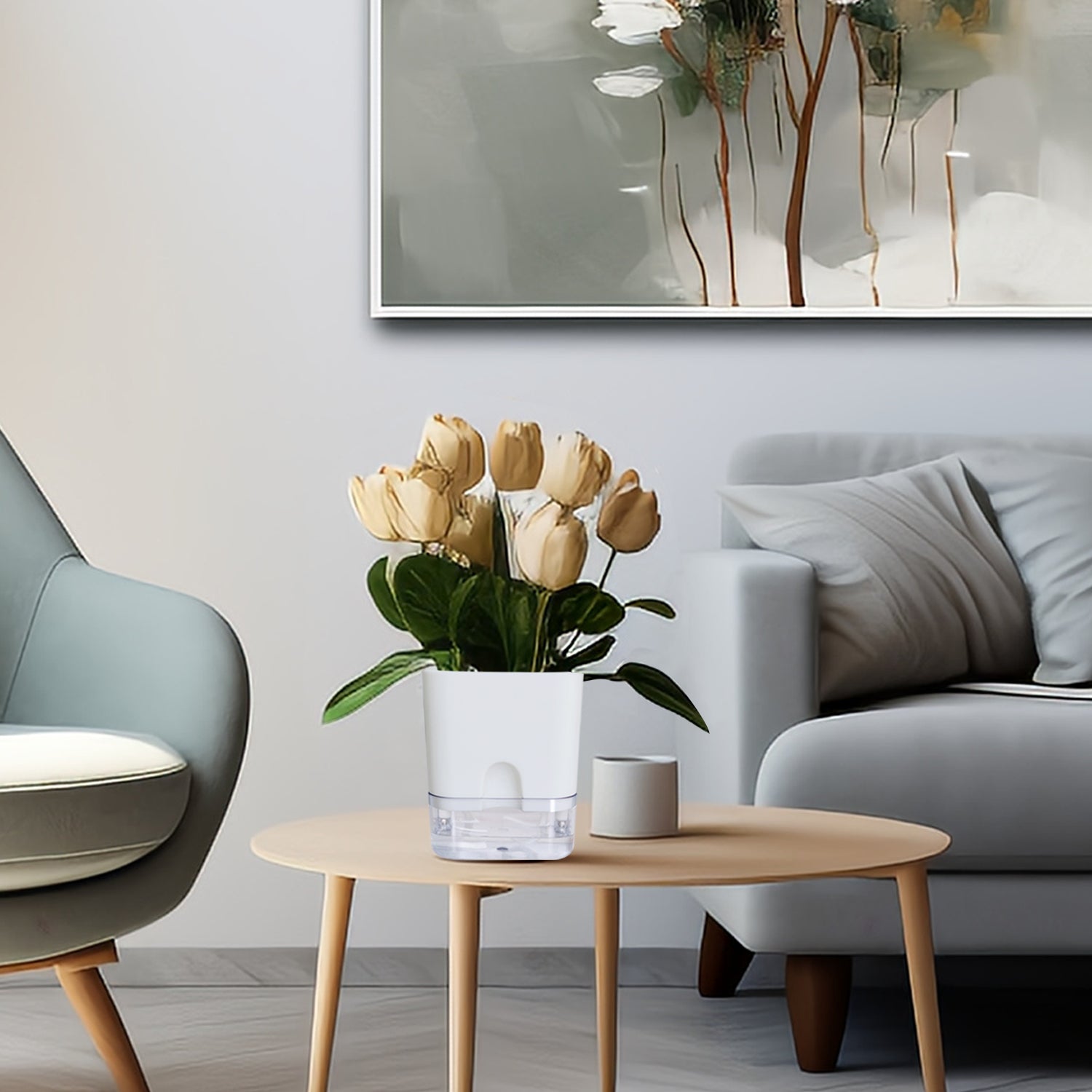 OLiz Plant Pots Indoor 2 Packs Self Watering Pots for Indoor Plants, African Violet Pots Planter with Visible Reservoir Self Watering Planter for Herb, House Plant Planting--G205 4.25 inches/ G207  5.5 inches