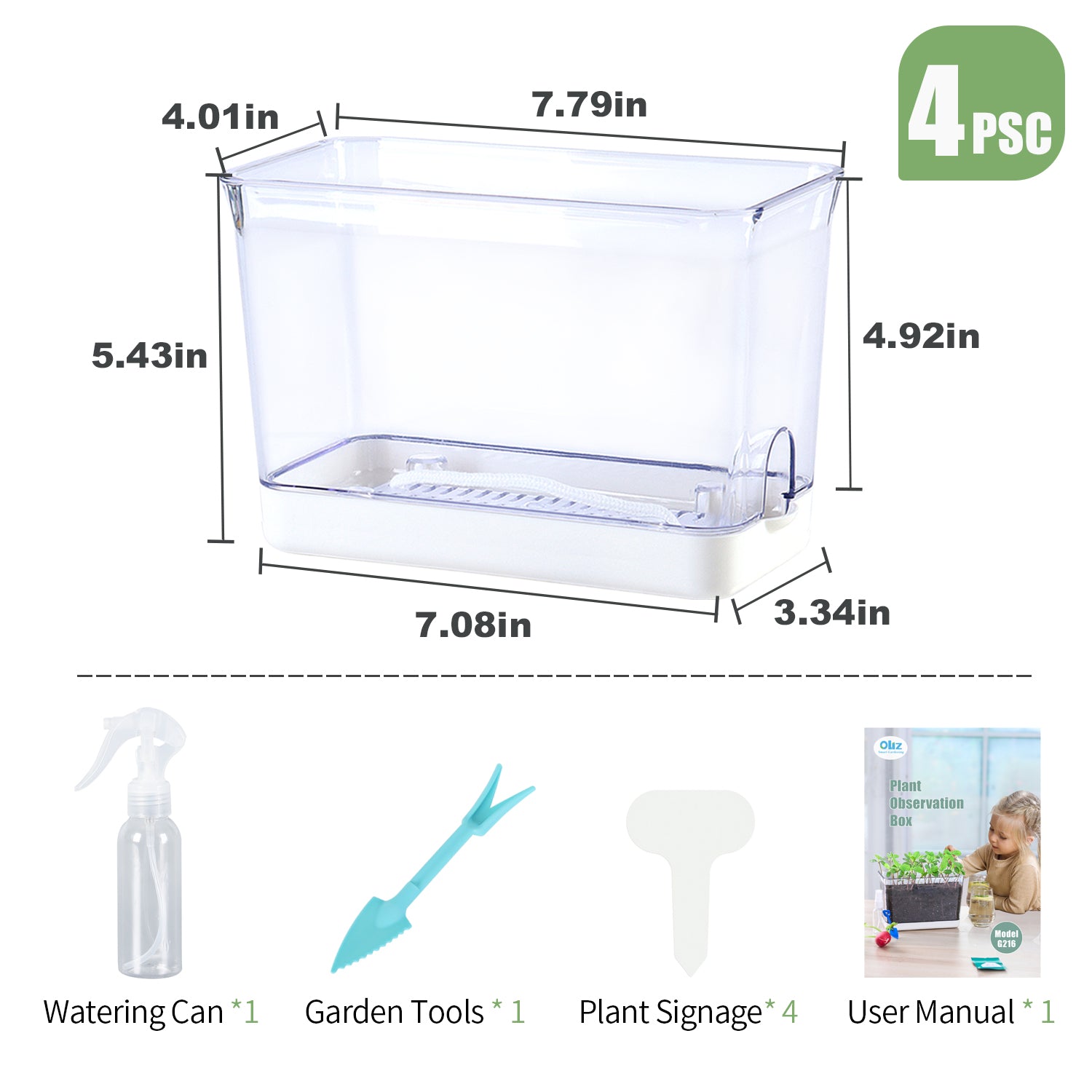 OLiz Self Watering Planter, Rectangular Self-Watering Clear Planters Box for Devil&