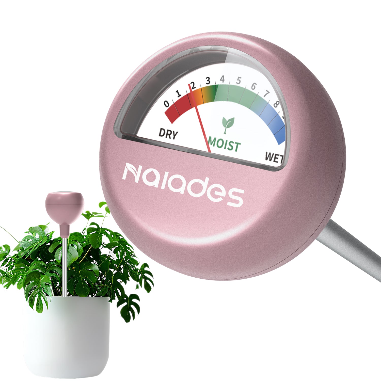Naiades Soil Moisture Meter, Naiades Rose Gold Plant Hygrometer Sensor Water Monitor for Farming Gardening Indoor Outdoor Plants (No Batteries Needed)--P405