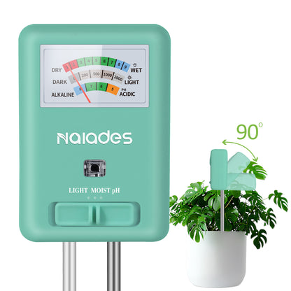 Naiades 3-in-1 Soil Moisture Meter Light and PH Tester for Indoor &amp; Outdoor House Plants, Garden, Lawn, Farm (No Battery Needed)--P407