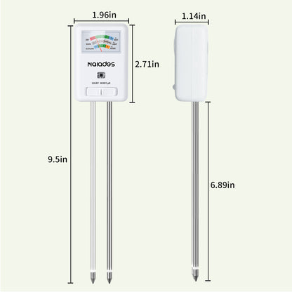 Naiades 3-in-1 Soil Moisture Meter Light and PH Tester for Indoor &amp; Outdoor House Plants, Garden, Lawn, Farm (No Battery Needed)--P407