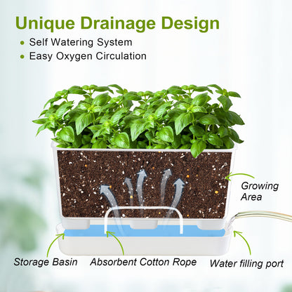 Oliz Herb Garden Planter Indoor Kit Self Watering Pots for Indoor/Outdoor Plant, Windowsill Plant Pots with Drainage and Tray, Window Pot for Indoor Plants,2 Packs/ 4 Packs  T106/ T107