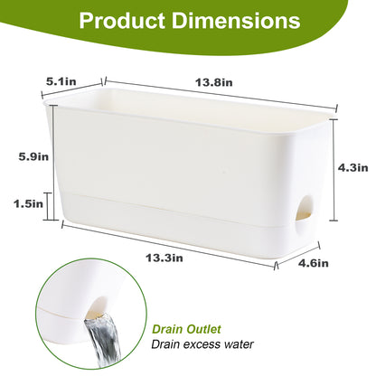 Oliz Herb Garden Planter Indoor Kit Self Watering Pots for Indoor/Outdoor Plant, Windowsill Plant Pots with Drainage and Tray, Window Pot for Indoor Plants,2 Packs/ 4 Packs  T106/ T107