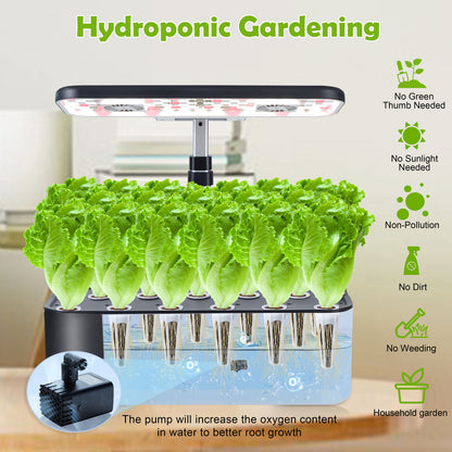 Dryades Indoor Hydroponics Growing System Kit with Digital Control Panel, 17 Pods Herb Garden Planter Kitchen Hydroponic Gardening Provides Weekly Harvest - Z208 Black