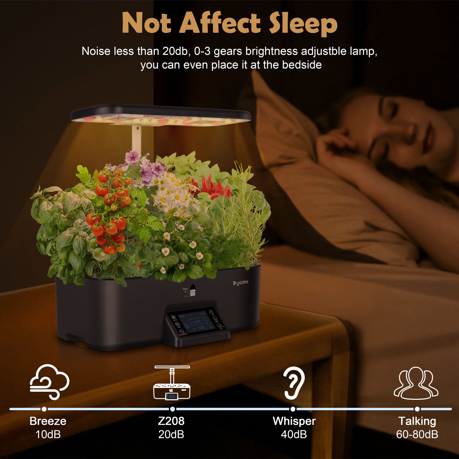 Dryades Indoor Hydroponics Growing System Kit with Digital Control Panel, 17 Pods Herb Garden Planter Kitchen Hydroponic Gardening Provides Weekly Harvest - Z208 Black