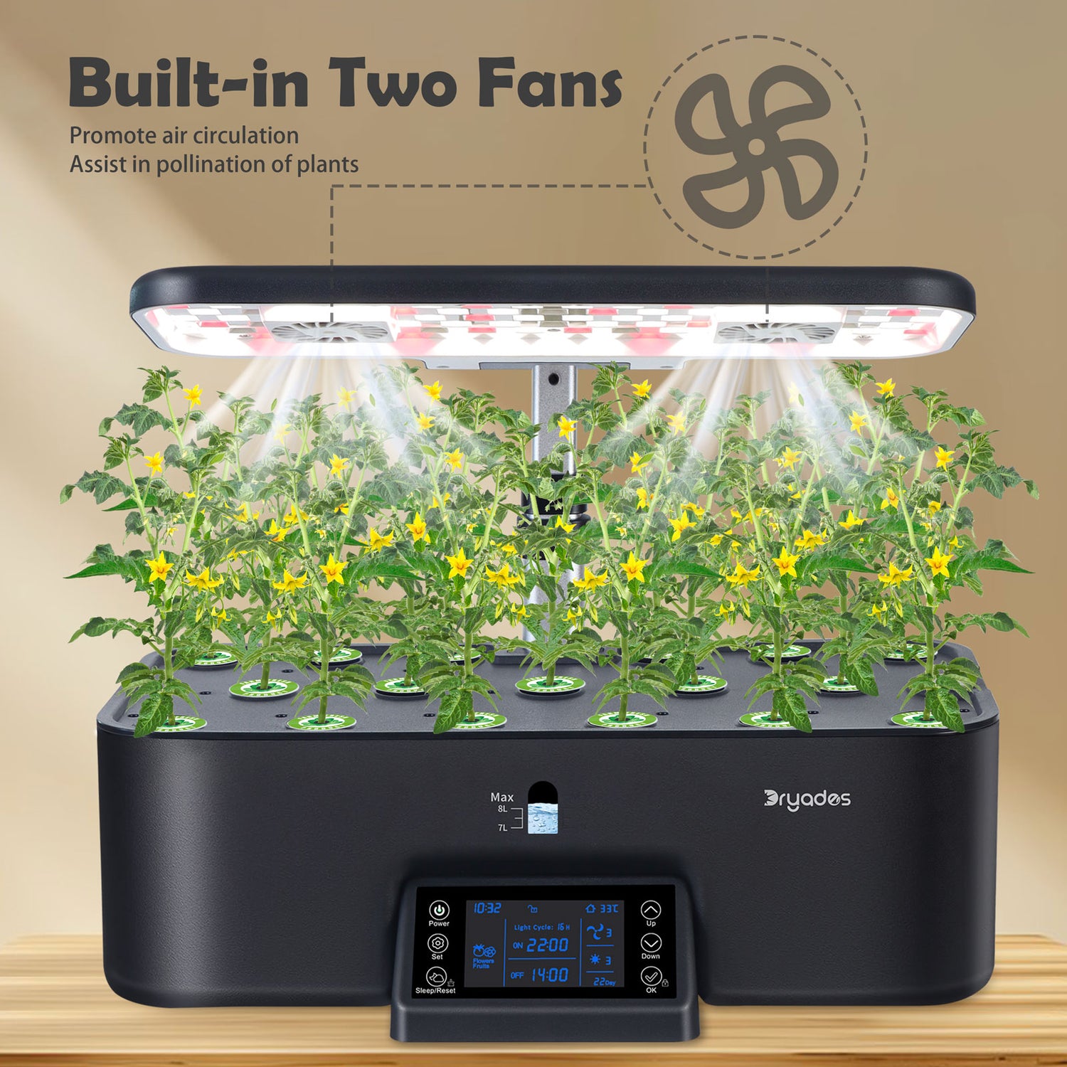 Dryades Indoor Hydroponics Growing System Kit with Digital Control Panel, 17 Pods Herb Garden Planter Kitchen Hydroponic Gardening Provides Weekly Harvest - Z208 Black