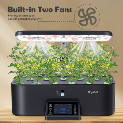 Dryades Indoor Hydroponics Growing System Kit with Digital Control Panel, 17 Pods Herb Garden Planter Kitchen Hydroponic Gardening Provides Weekly Harvest - Z208 Black