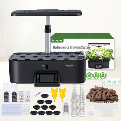 Dryades Indoor Hydroponics Growing System Kit with Digital Control Panel, 17 Pods Herb Garden Planter Kitchen Hydroponic Gardening Provides Weekly Harvest - Z208 Black
