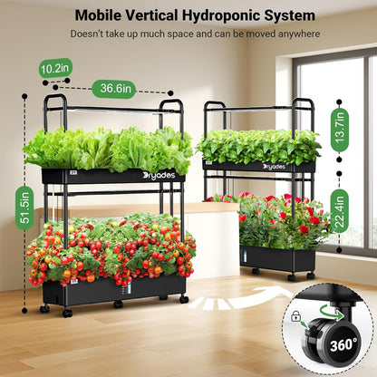 Dryades Large Hydroponics Growing System Kit, 60 Pods Vertical Hydroponic Garden with 2 Light Modes Grow Light, Auto Circulating Water System, 32L Indoor Gardening System for Herb Vegetable Fruit Z210-2L-BL