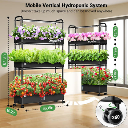 Dayades Large Hydroponics Growing System Kit, 90 Pods Vertical Hydroponic Garden with 3 Light Modes Grow Light, Auto Circulating Water System, 40L Indoor Gardening System for Herb Vegetable Fruit Z210-3L-BL