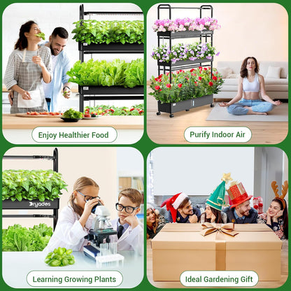 Dayades Large Hydroponics Growing System Kit, 90 Pods Vertical Hydroponic Garden with 3 Light Modes Grow Light, Auto Circulating Water System, 40L Indoor Gardening System for Herb Vegetable Fruit Z210-3L-BL