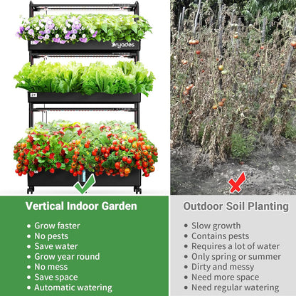 Dayades Large Hydroponics Growing System Kit, 90 Pods Vertical Hydroponic Garden with 3 Light Modes Grow Light, Auto Circulating Water System, 40L Indoor Gardening System for Herb Vegetable Fruit Z210-3L-BL