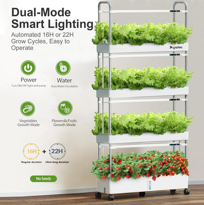 Dryades Hydroponics Growing System Kit, 120 Pods, Large Vertical Hydroponic Garden, 48L Indoor Gardening System for Herb Vegetable Fruit, with 4 Light Modes, Auto Circulating Water System Z210-4L-WH