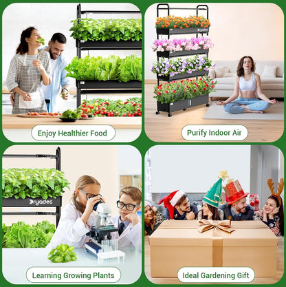 Dryades Large Hydroponics Growing System Kit, 120 Pods Vertical Hydroponic Garden with 4 Light Modes Grow Light, Auto Circulating Water System, 48L Indoor Gardening System for Herb Vegetable Fruit Z210-4L-BL