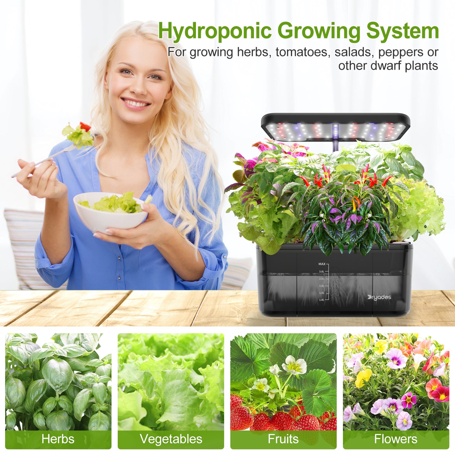 DRYADES  Growing Systerm with 8 Pods Countertop with LED Light-Z223